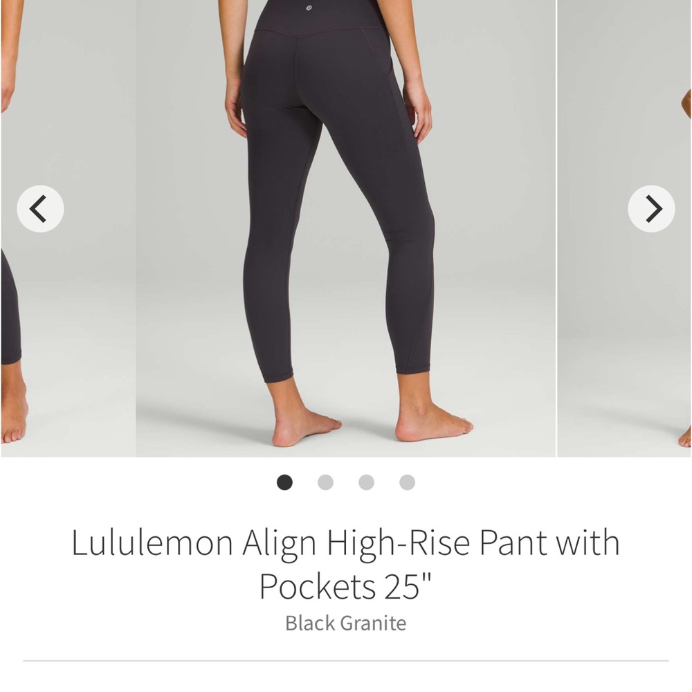 Lululemon Align 25” leggings w pockets sz 16 dark grey
